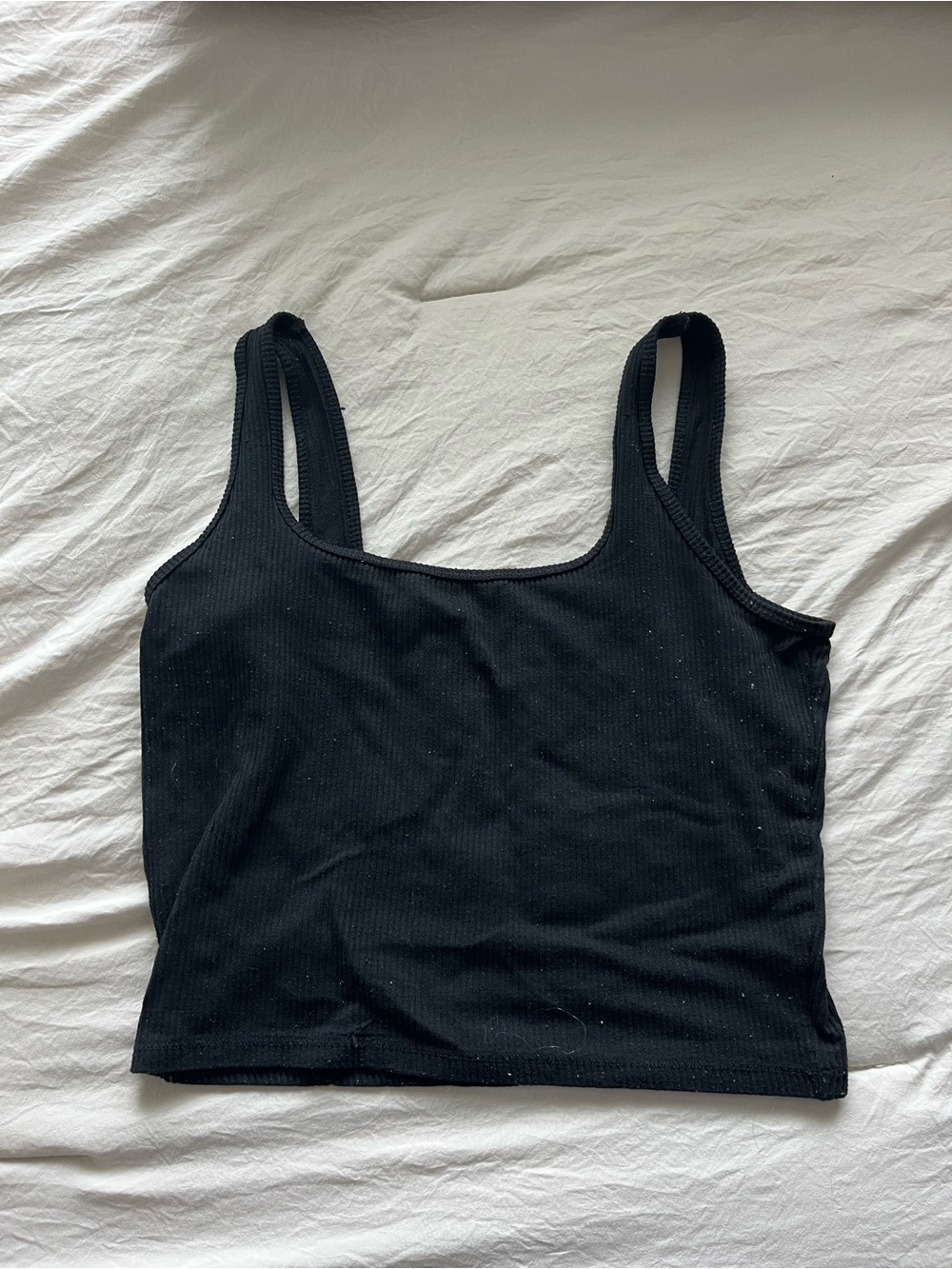 Black Ribbed Tank Crop Top